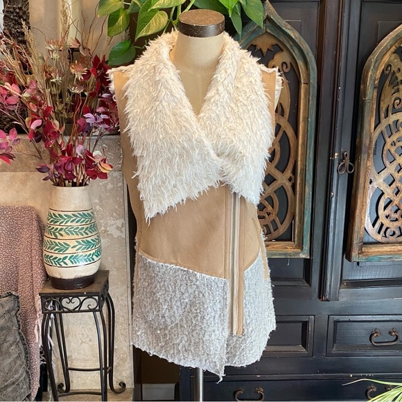 Anthropologie Sunday Monday Sherpa Moto Jacket Vest - Picture 4 of 15